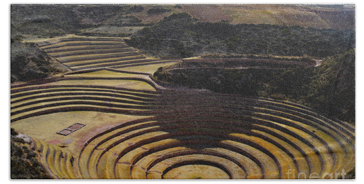 Inca Bath Towel featuring the photograph Inca Crop Circles at Moray by Catherine Sherman