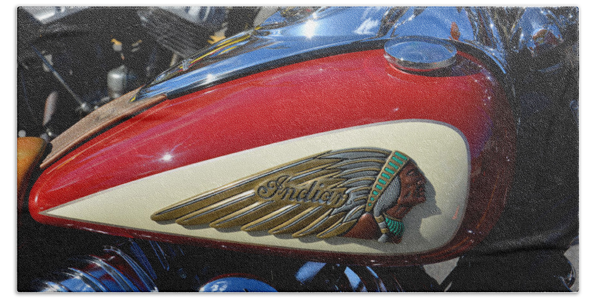 Bike Hand Towel featuring the photograph Indian Motorcycle Gas Tank by Mike Martin