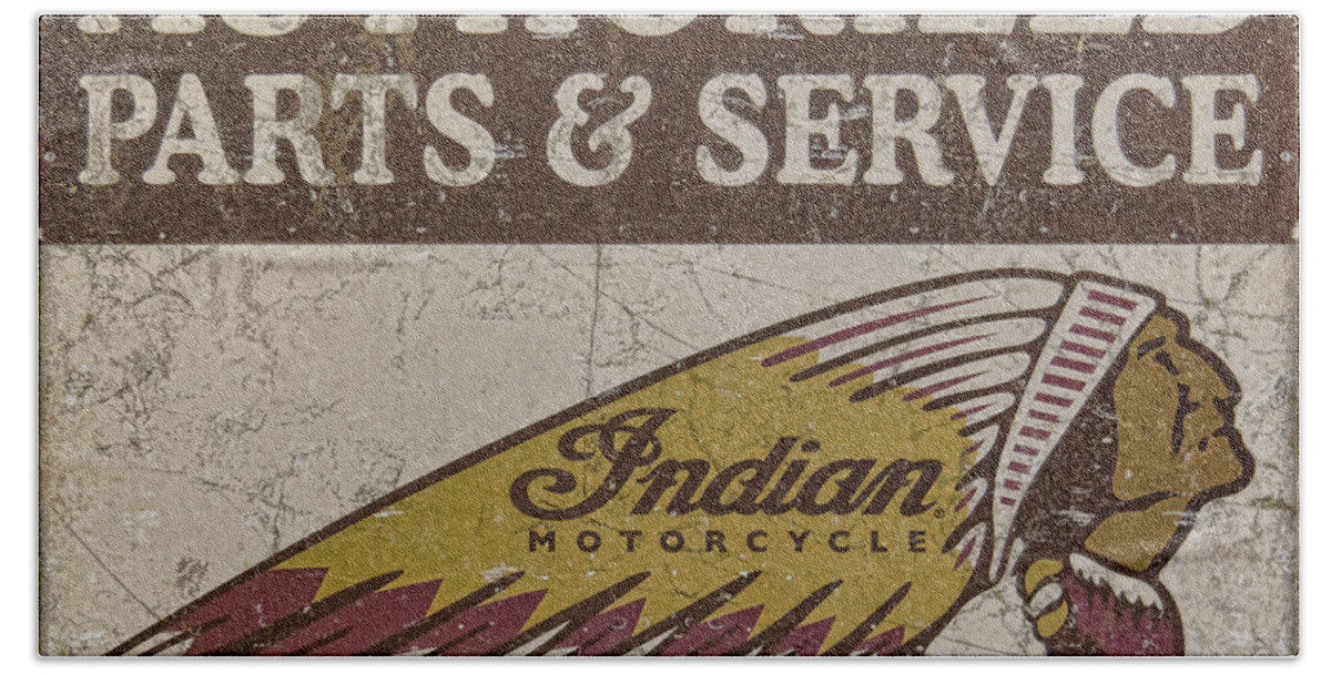 Indian Motorcycle Sign Bath Towel featuring the photograph Indian Motorcycle Sign by Wes and Dotty Weber