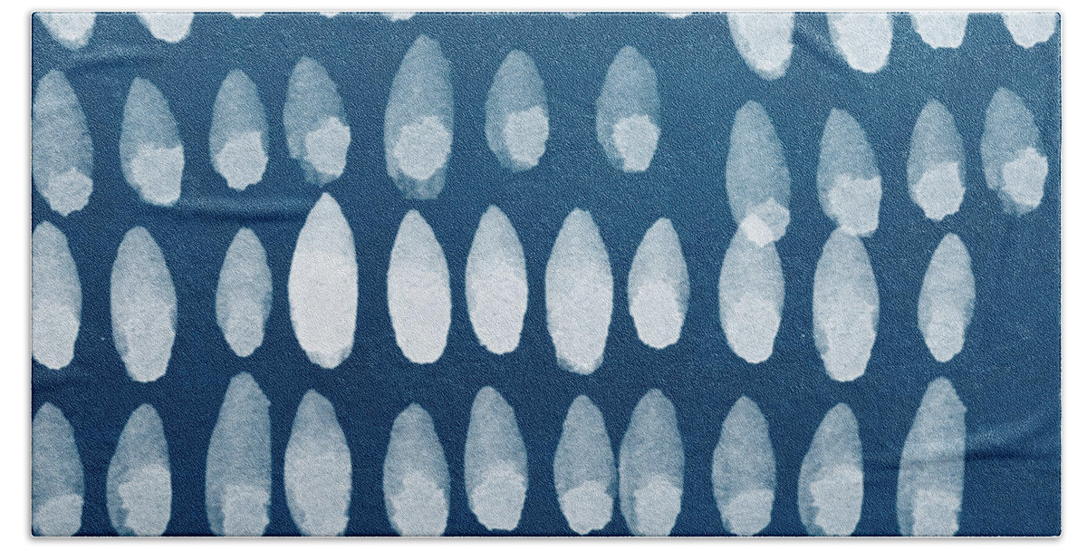 Blue And White Hand Towel featuring the painting Indigo and White Watercolor by Linda Woods