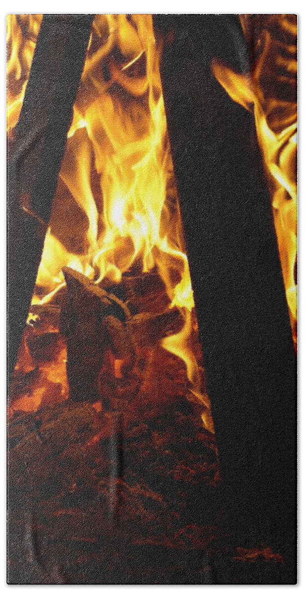 Campfire Hand Towel featuring the photograph Inside a Campfire by Jo Jurkiewicz