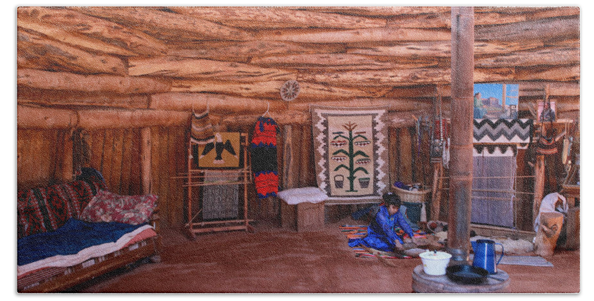 Navajo Home Bath Towel featuring the photograph Inside a Navajo Home by Diane Bohna