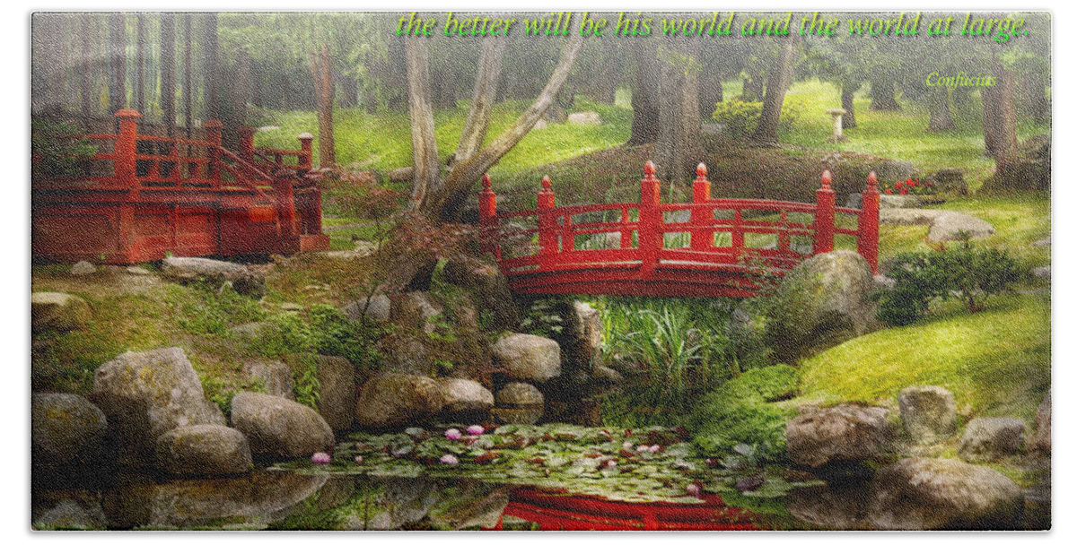 Teahouse Bath Towel featuring the photograph Inspiration - Japanese Garden - Meditation by Mike Savad