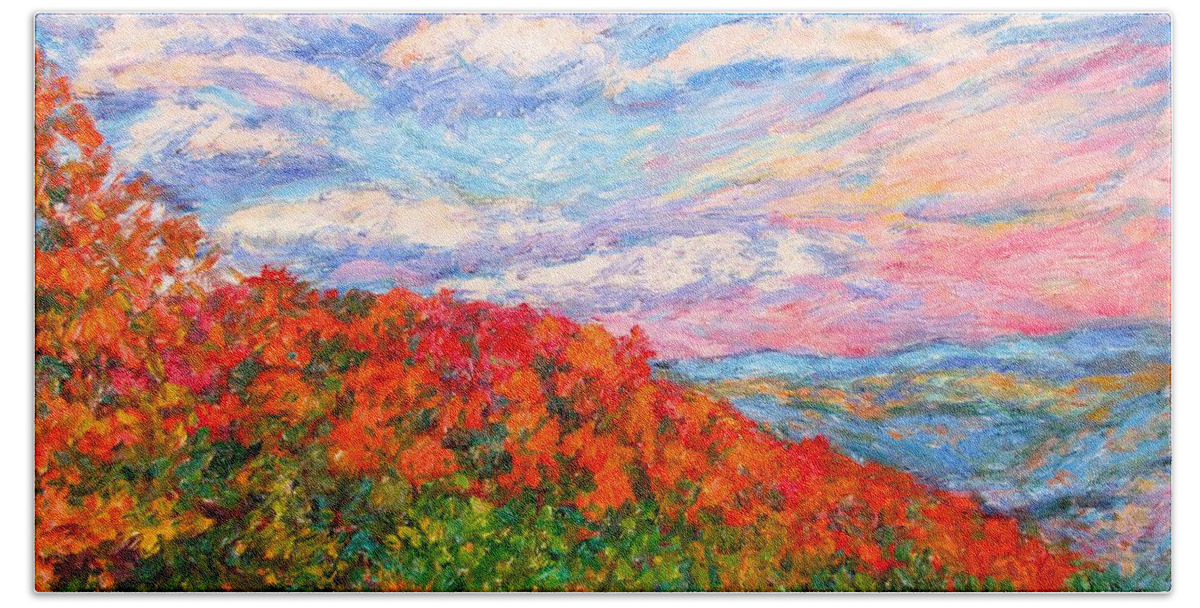 Blue Ridge Mountains Bath Sheet featuring the painting Into the Gorge by Kendall Kessler