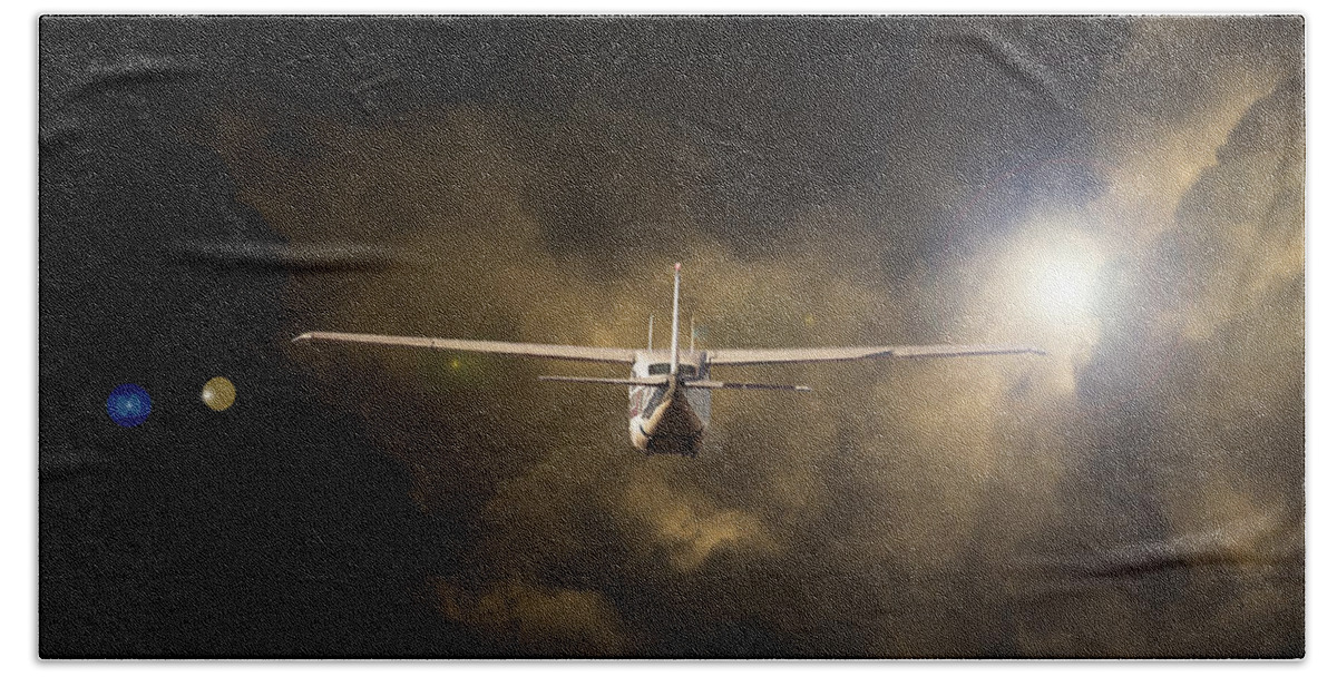 Cessna 172 Skyhawk Hand Towel featuring the photograph Into the Light by Paul Job