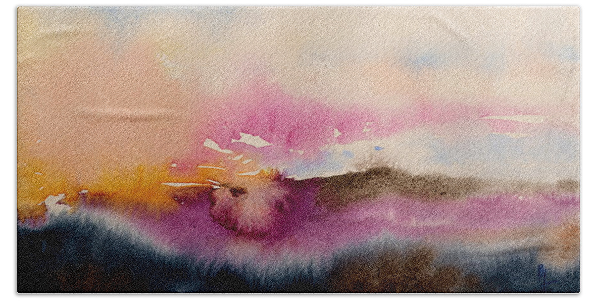Purple Hand Towel featuring the painting Into The Mist II by Beverley Harper Tinsley