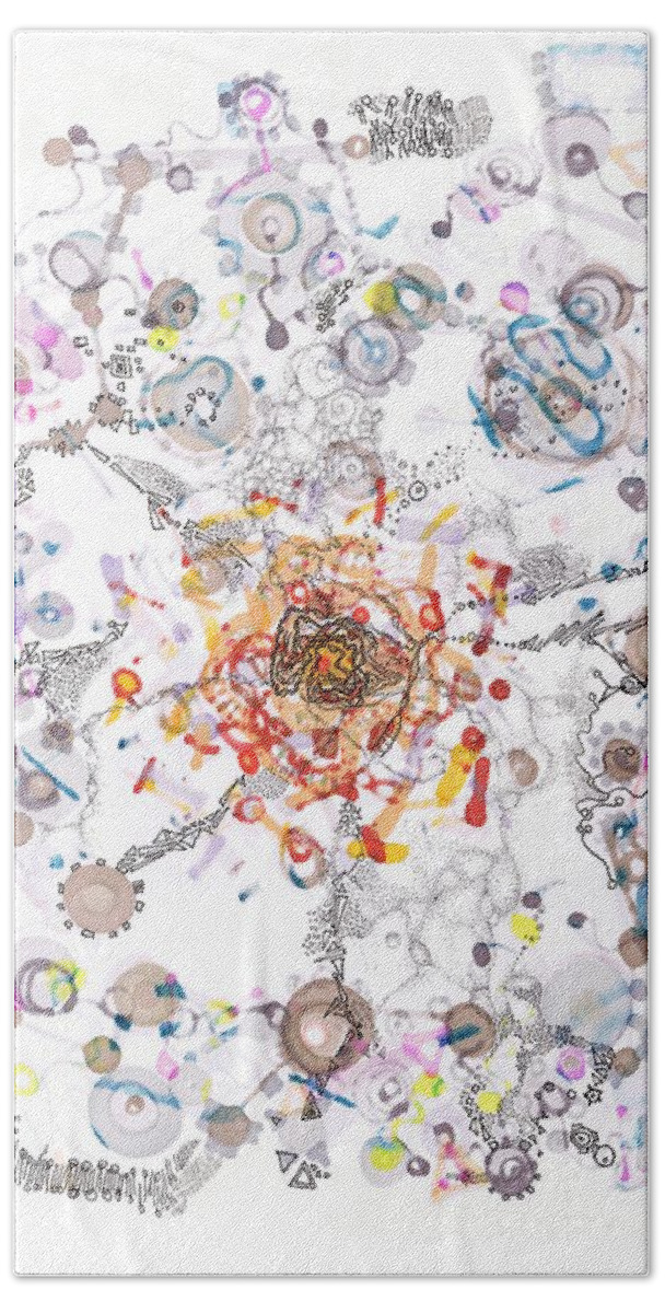 Cell Hand Towel featuring the drawing Intracellular Diversion by Regina Valluzzi