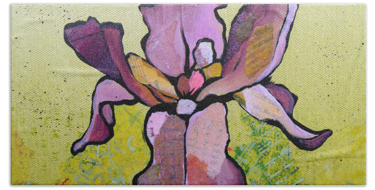 Flower Hand Towel featuring the painting Iris II by Shadia Derbyshire