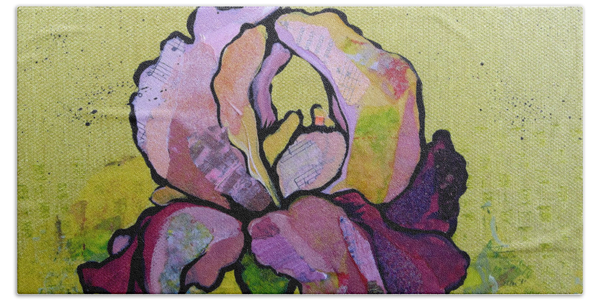 Flower Hand Towel featuring the painting Iris III by Shadia Derbyshire