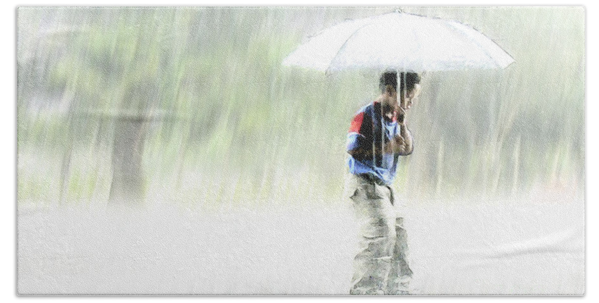 Children Bath Towel featuring the photograph It's Raining Outside by Heiko Koehrer-Wagner