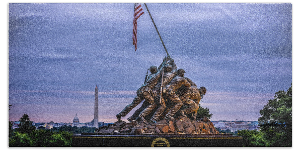 Iwo Jima Monument Hand Towel featuring the photograph Iwo Jima Monument by David Morefield