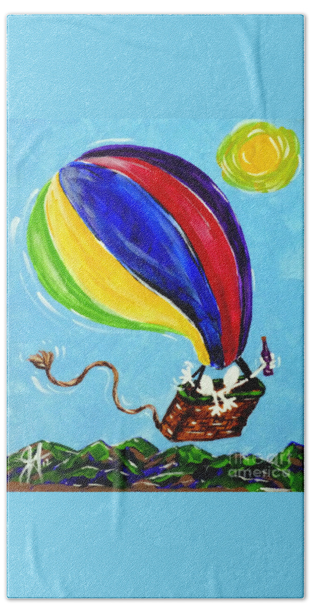 Jack Bath Towel featuring the painting Jack and Charlie Fly Away by Jackie Carpenter
