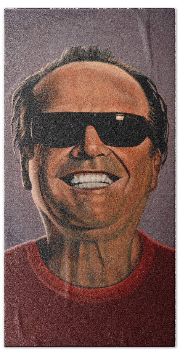 Jack Nicholson Bath Towel featuring the painting Jack Nicholson 2 by Paul Meijering