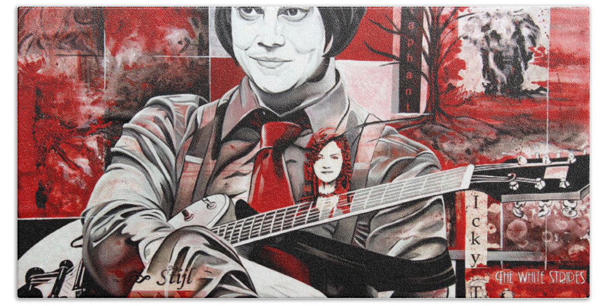 Jack White Bath Towel featuring the painting Jack White by Joshua Morton