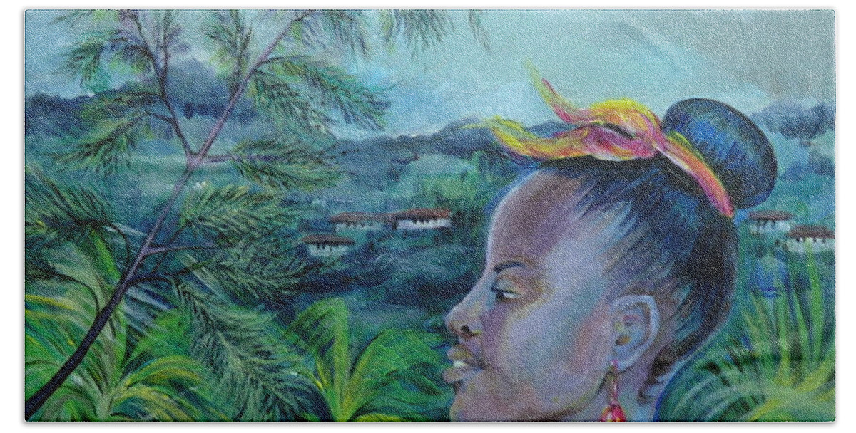 Travel Hand Towel featuring the painting Jamaica. Part Two by Anna Duyunova