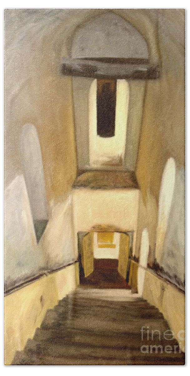Stairs Bath Towel featuring the painting Jantar Mantar Staircase by Mukta Gupta