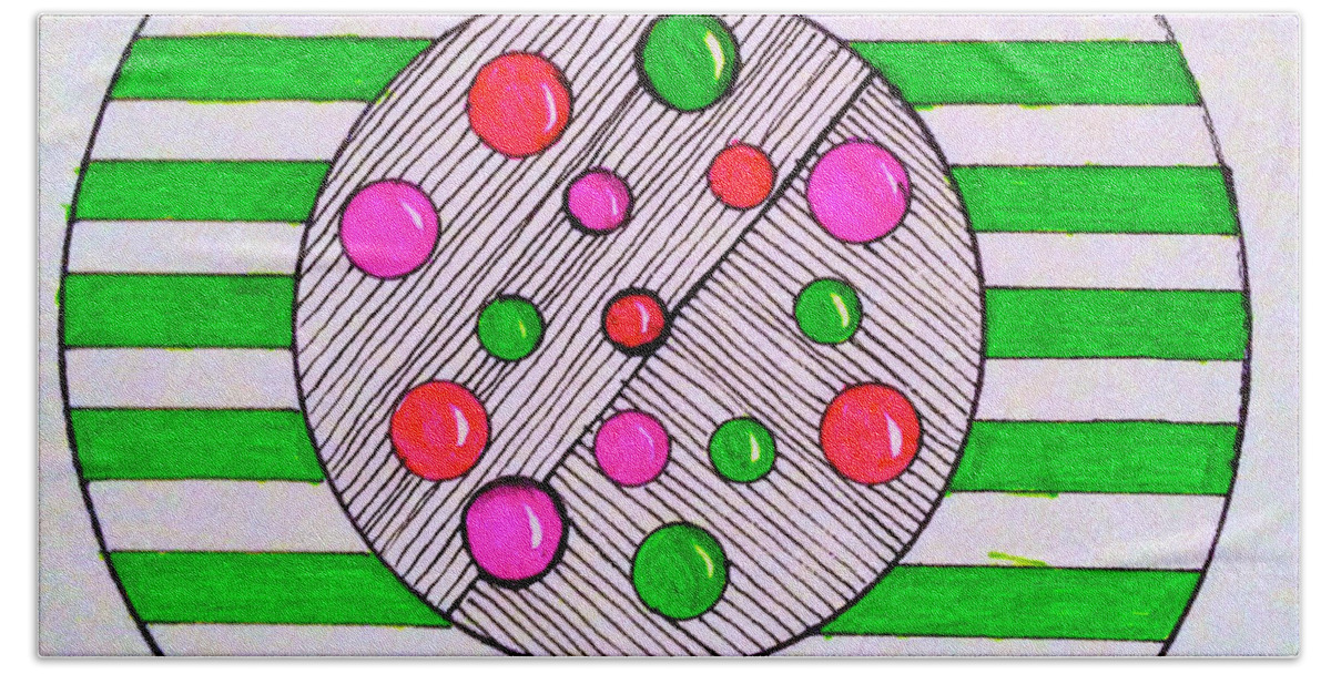 Whimsical Drawing Hand Towel featuring the drawing Jawbreakers by Anita Lewis