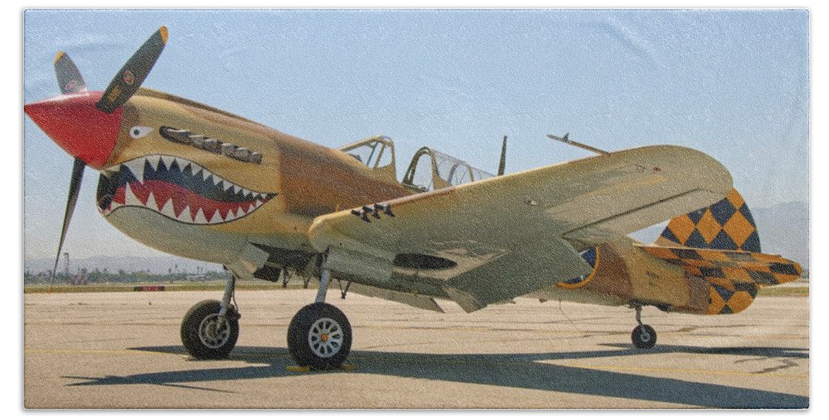 P40 Warhawk Bath Towel featuring the photograph Jaws by Jeff Cook