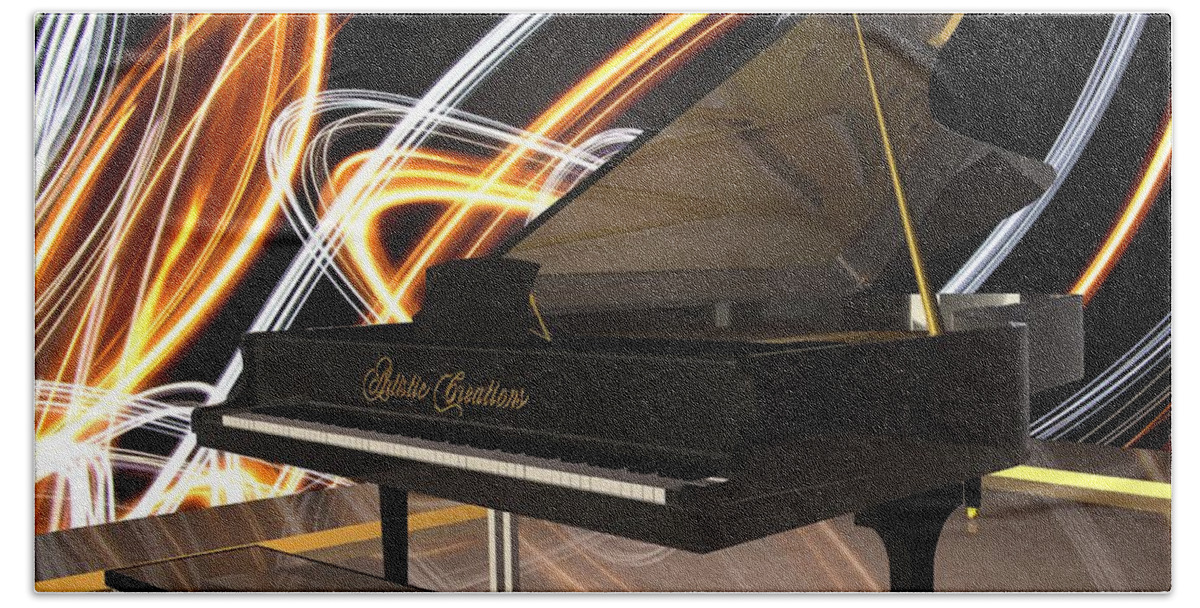 Jazz Bath Towel featuring the digital art Jazz Piano Bar by Louis Ferreira
