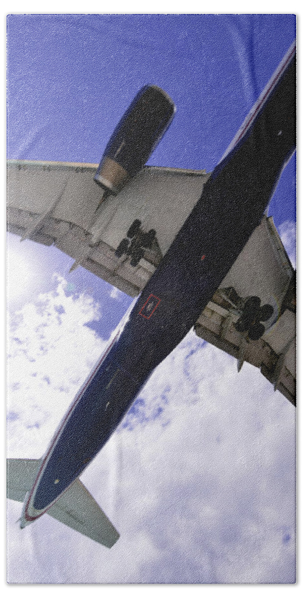 St Martin - Airplanes Hand Towel featuring the photograph Jet Under Belly 2 by Matt Swinden
