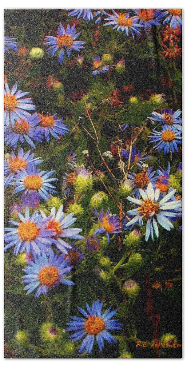 Daisies Bath Towel featuring the painting Jewels Pastorale by RC DeWinter