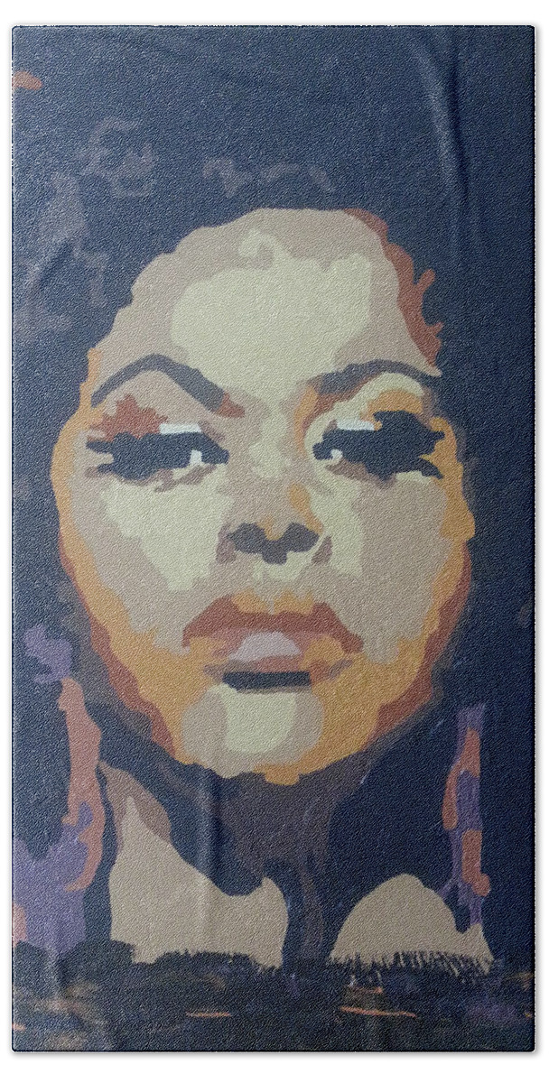 Jill Scott Hand Towel featuring the painting Jill Scott by Rachel Natalie Rawlins