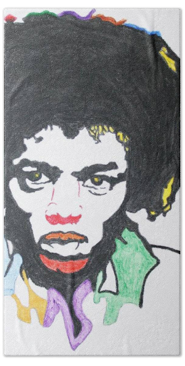 Jimi Hendrix Hand Towel featuring the painting Jimi Hendrix by Stormm Bradshaw