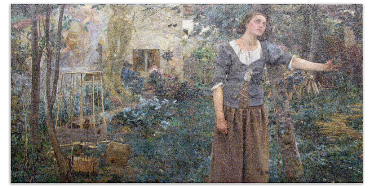 Jules Bastien-lepage Bath Sheet featuring the painting Joan of Arc by Jules Bastien-Lepage