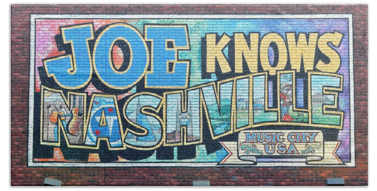 Nashville Hand Towel featuring the photograph Joe Knows Nashville by Frozen in Time Fine Art Photography