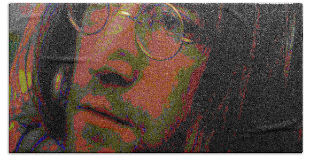 John Lennon 2 Bath Sheet featuring the painting John Lennon 2 by Fli Art