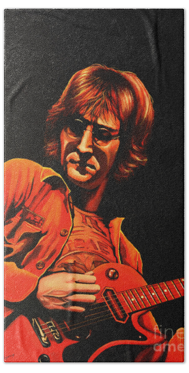 John Lennon Hand Towel featuring the painting John Lennon Painting by Paul Meijering