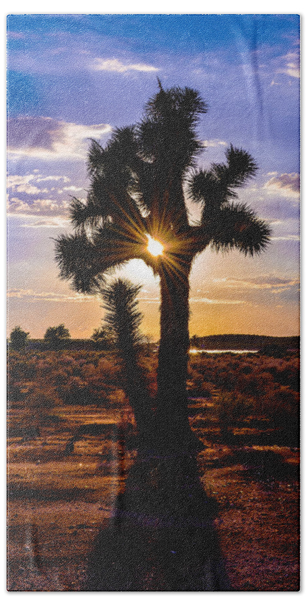 Joshua Tree Bath Towel featuring the photograph Joshua Tree Sunset by Brian Tada