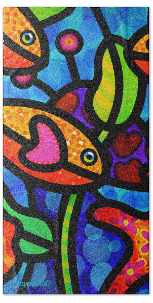 Fish Hand Towel featuring the painting Kaleidoscope Reef by Steven Scott