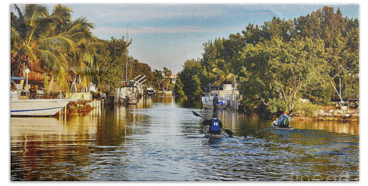 Key Largo Hand Towel featuring the photograph Kayaking the Canals by Chris Thaxter