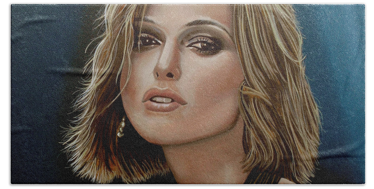Keira Knightley Hand Towel featuring the painting Keira Knightley by Paul Meijering