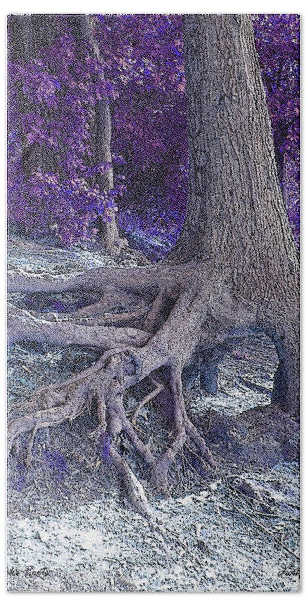 Trees Hand Towel featuring the photograph Kentucky Lake Roots Blue by Lee Owenby