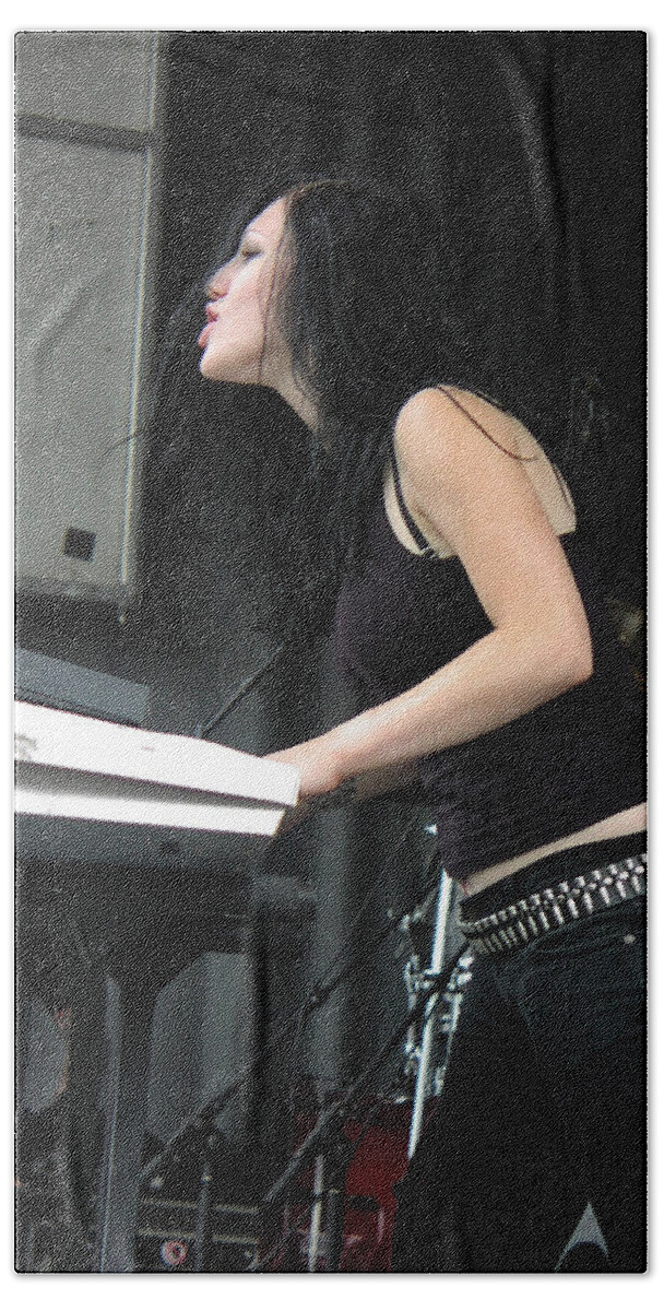 Music Hand Towel featuring the photograph Keyboardist Marta Peterson by Mike Martin