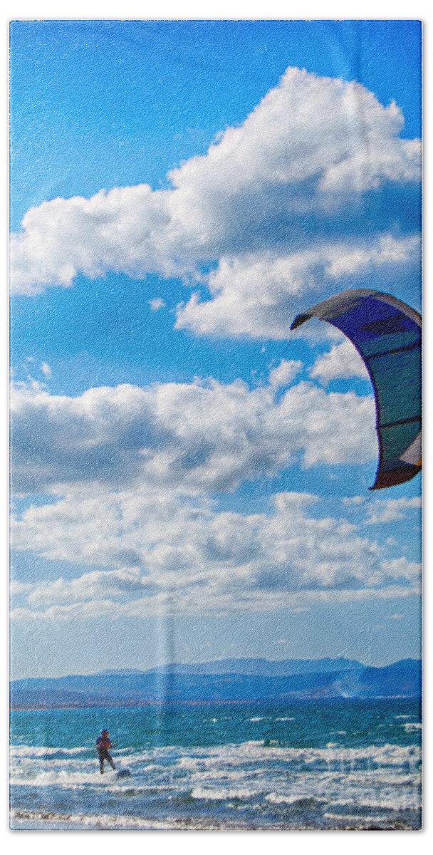 Kitesurfing Bath Towel featuring the photograph Kitesurfer by Antony McAulay