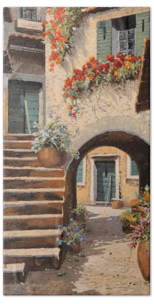 Arch Hand Towel featuring the painting La Porta Dopo L'arco by Guido Borelli
