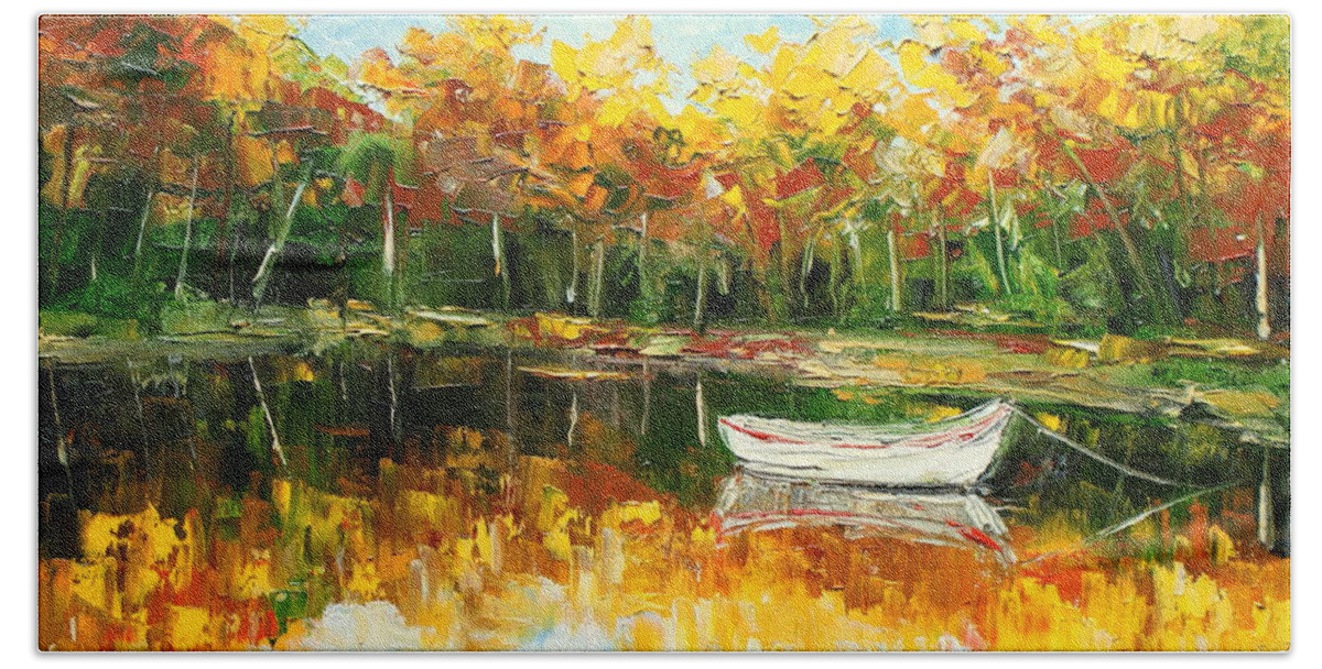 Lake Hand Towel featuring the painting Lake Impression by Luke Karcz