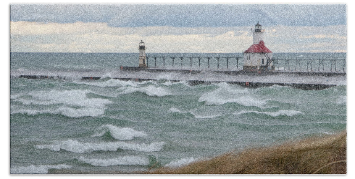 Lake Michigan Hand Towel featuring the photograph Lake Michigan Winds by Ann Horn