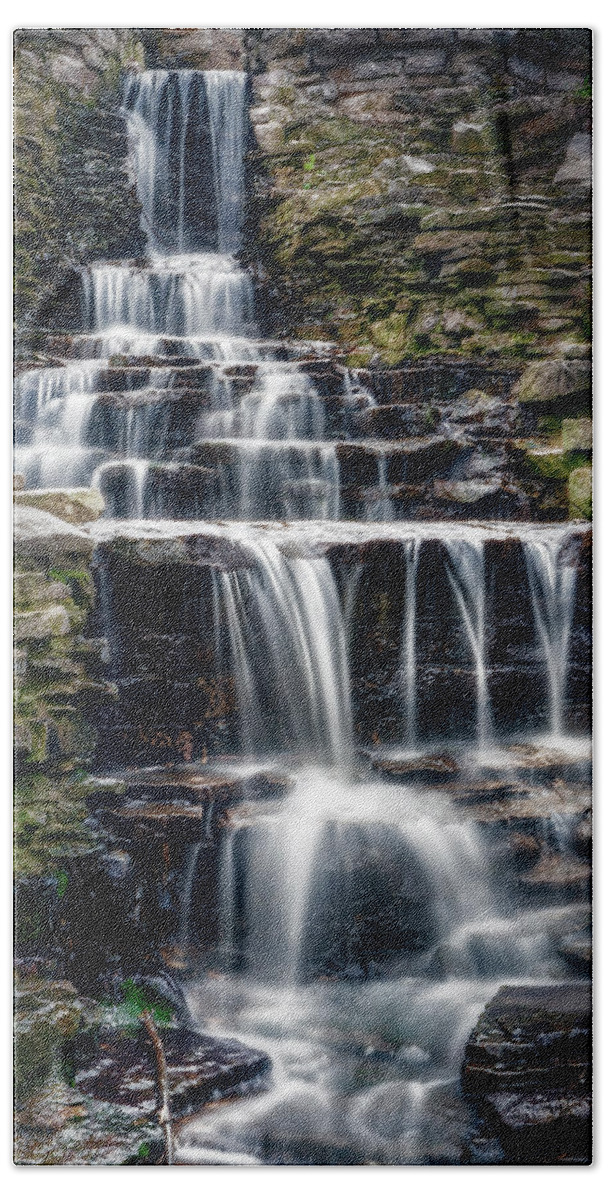 Waterfall Hand Towel featuring the photograph Lake Park Waterfall by Scott Norris