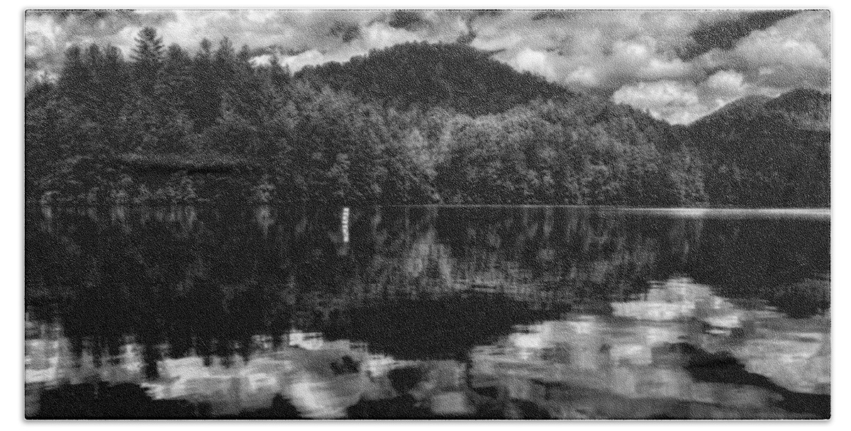 Fall Bath Towel featuring the photograph Lake Santeetlah in Black and White by Greg and Chrystal Mimbs