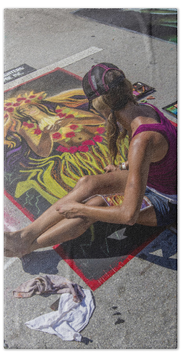Florida Bath Towel featuring the photograph Lake Worth Street Painting Festival by Debra and Dave Vanderlaan