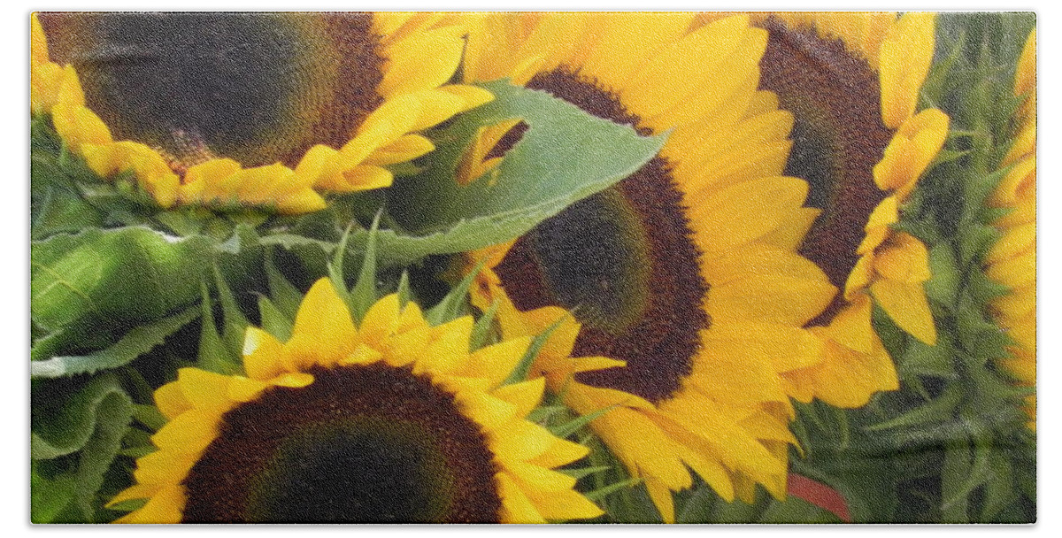 Photography Hand Towel featuring the photograph Large Sunflowers by Chrisann Ellis