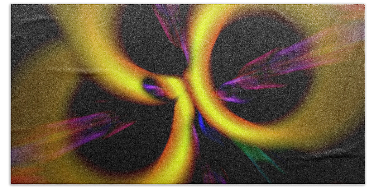 Abstract Hand Towel featuring the digital art Laser Lights Abstract by Carolyn Marshall