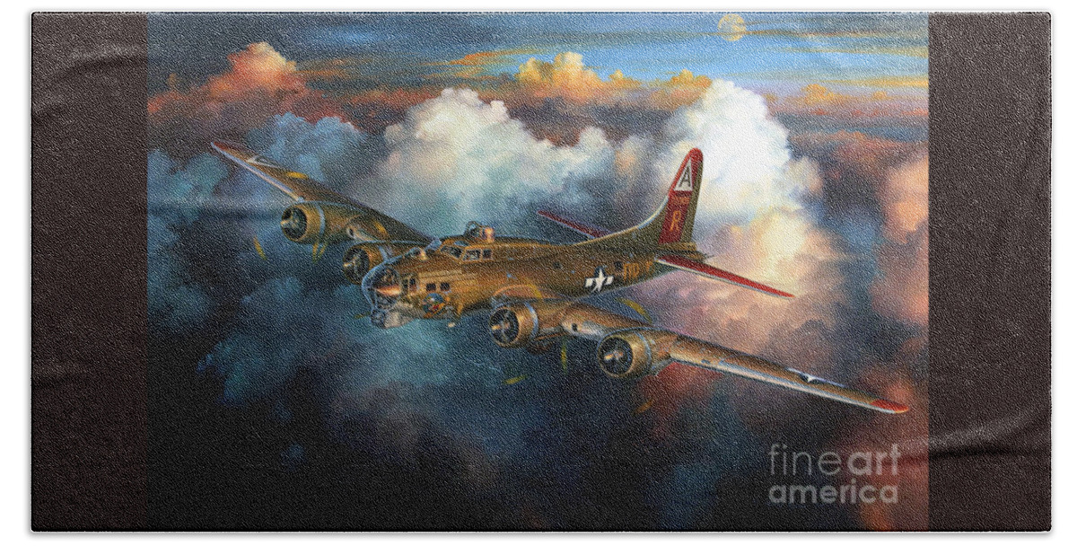 Aviation Art Hand Towel featuring the painting Last Flight For Nine-O-Nine by Randy Green