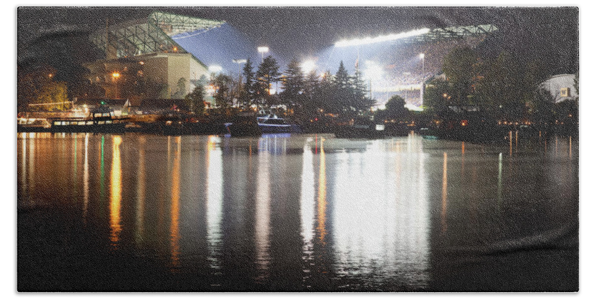 Husky Stadium Hand Towel featuring the photograph Last Game at the Old Husky Stadium by Max Waugh