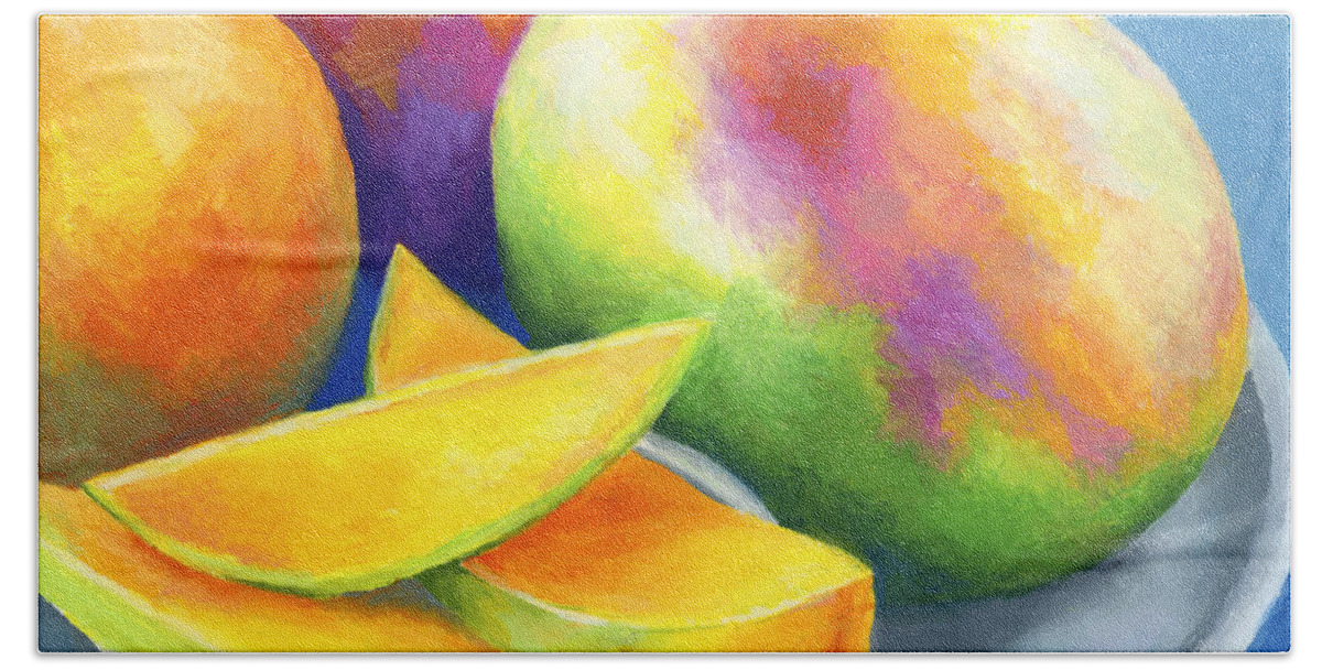 Fruit Bath Towel featuring the painting Last Mango in Paris by Stephen Anderson