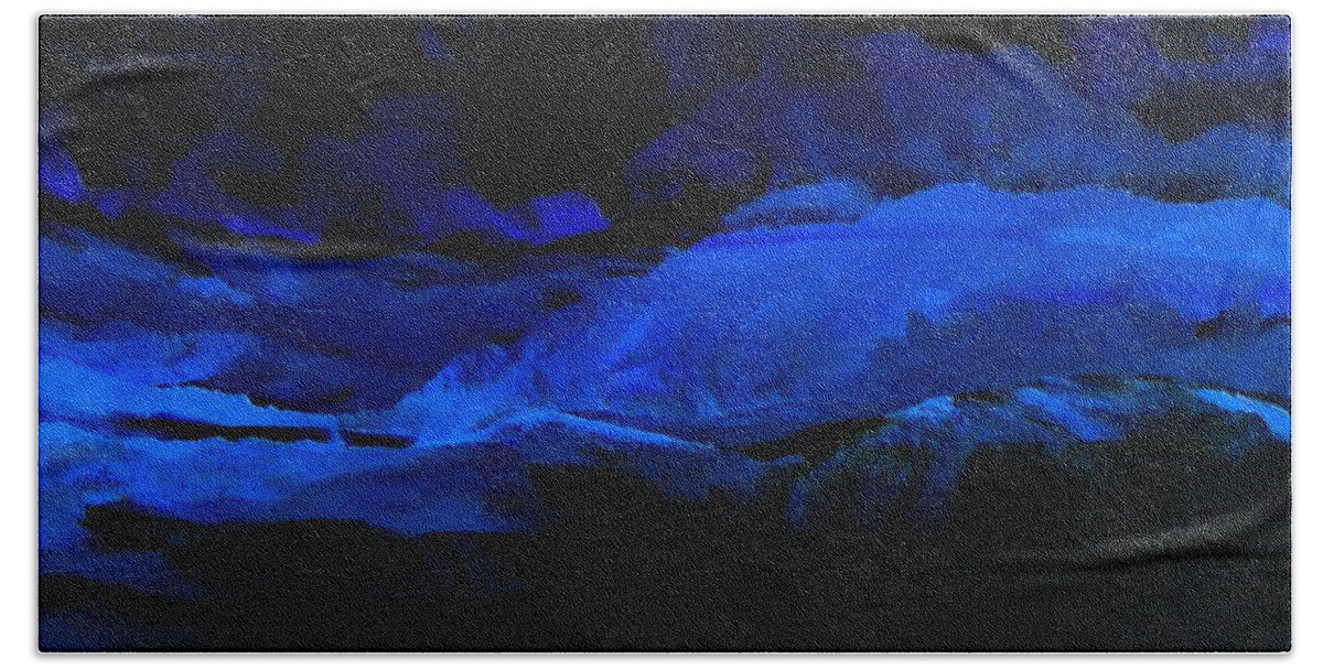 Night Bath Towel featuring the painting Late Night High Tide by Linda Bailey